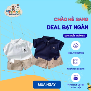 Đồ hè bé trai TEEMOOD áo polo phối quần short cotton mềm mại cực mát cho bé trai mùa hè. Thiết kế năng động, thấm hút mồ hôi tốt, phù hợp mặc đi chơi, du lịch và mặc hằng ngày.