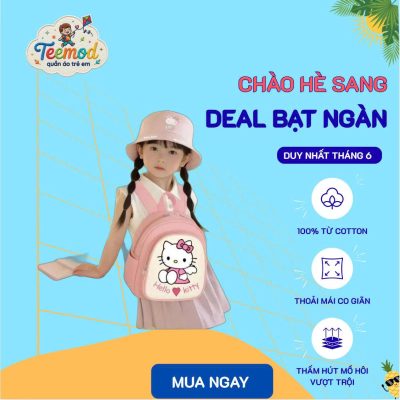 Combo balo và mũ cho bé gái bé gái từ 1-5 tuổi mang đi học, đi chơi,đi du lịch,dã ngoại cùng gia đình họa tiết đáng yêu